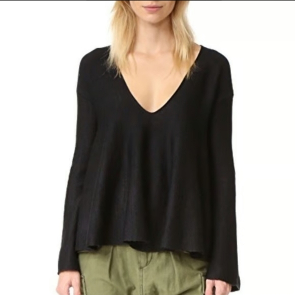 Free People Tops - Free People Sundae Swing Black Boho Grunge Flowy Knit Sweater